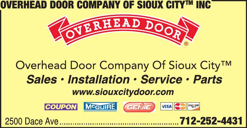 Garage Doors & Openers print ad for Overhead Door Company Of Sioux City Inc