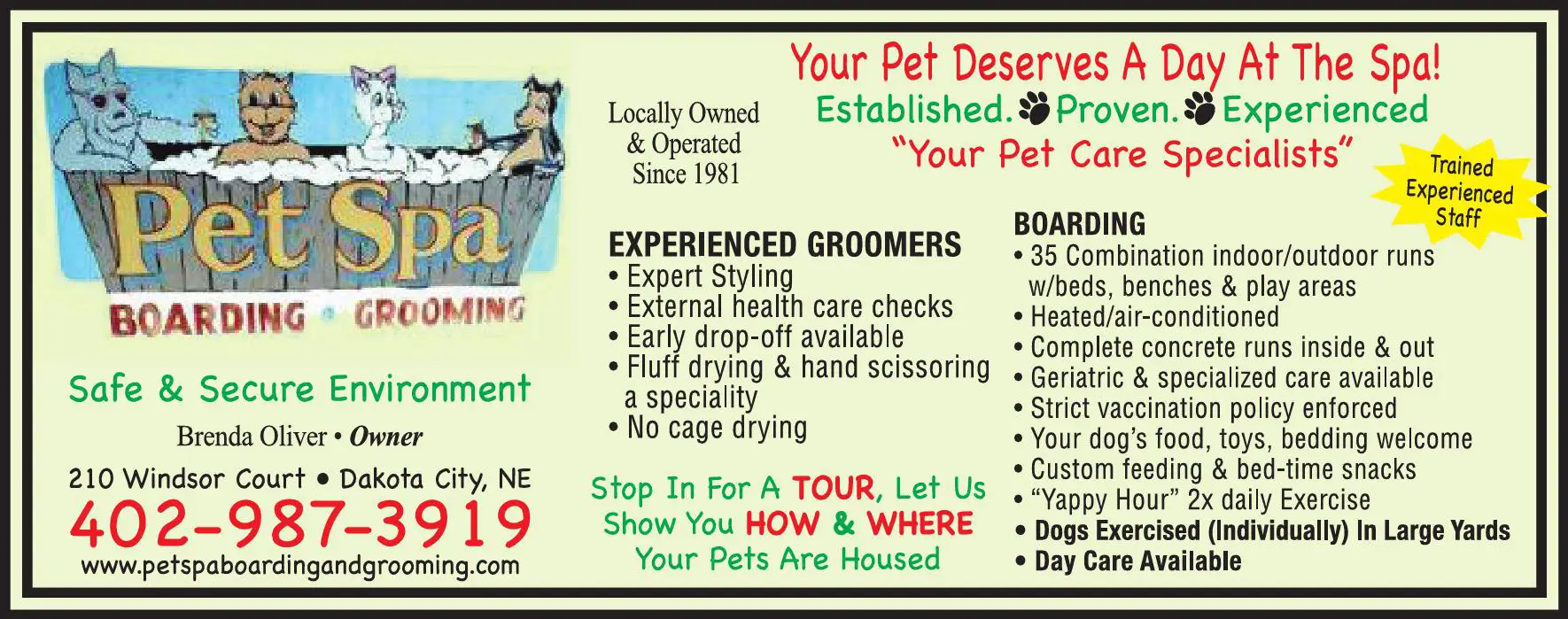 Pet Grooming print ad for Pet Spa