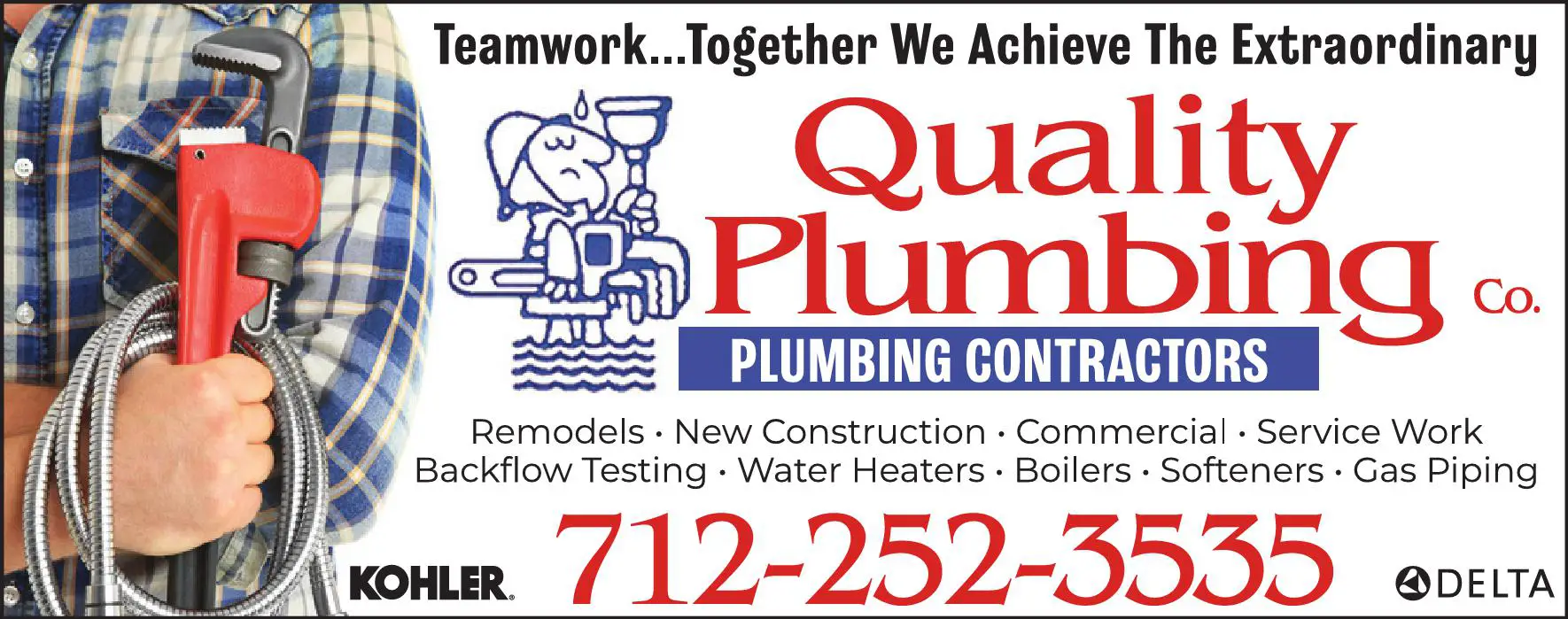 Plumbing Contractors print ad for Quality Plumbing Co