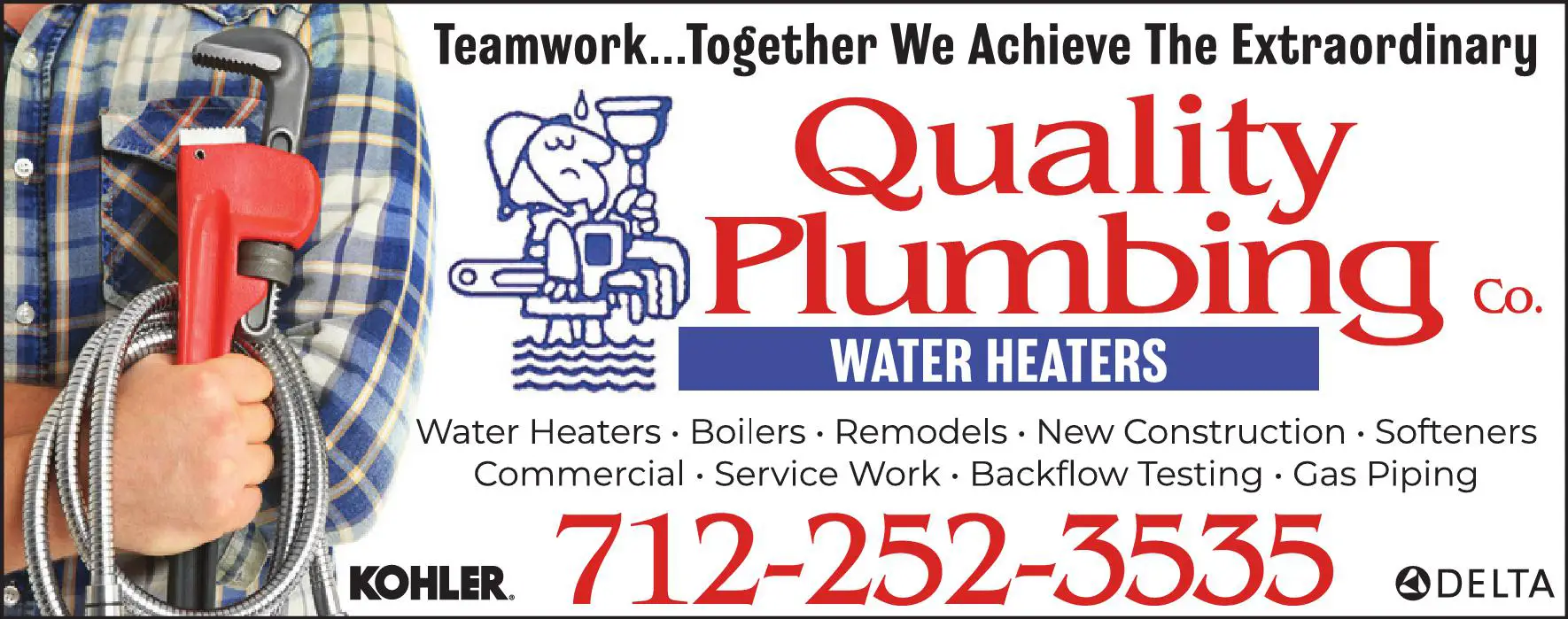 Water Heaters - Dealers print ad for Quality Plumbing Co