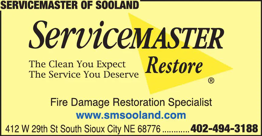 Fire & Water Damage Restoration print ad for ServiceMaster Of Sooland