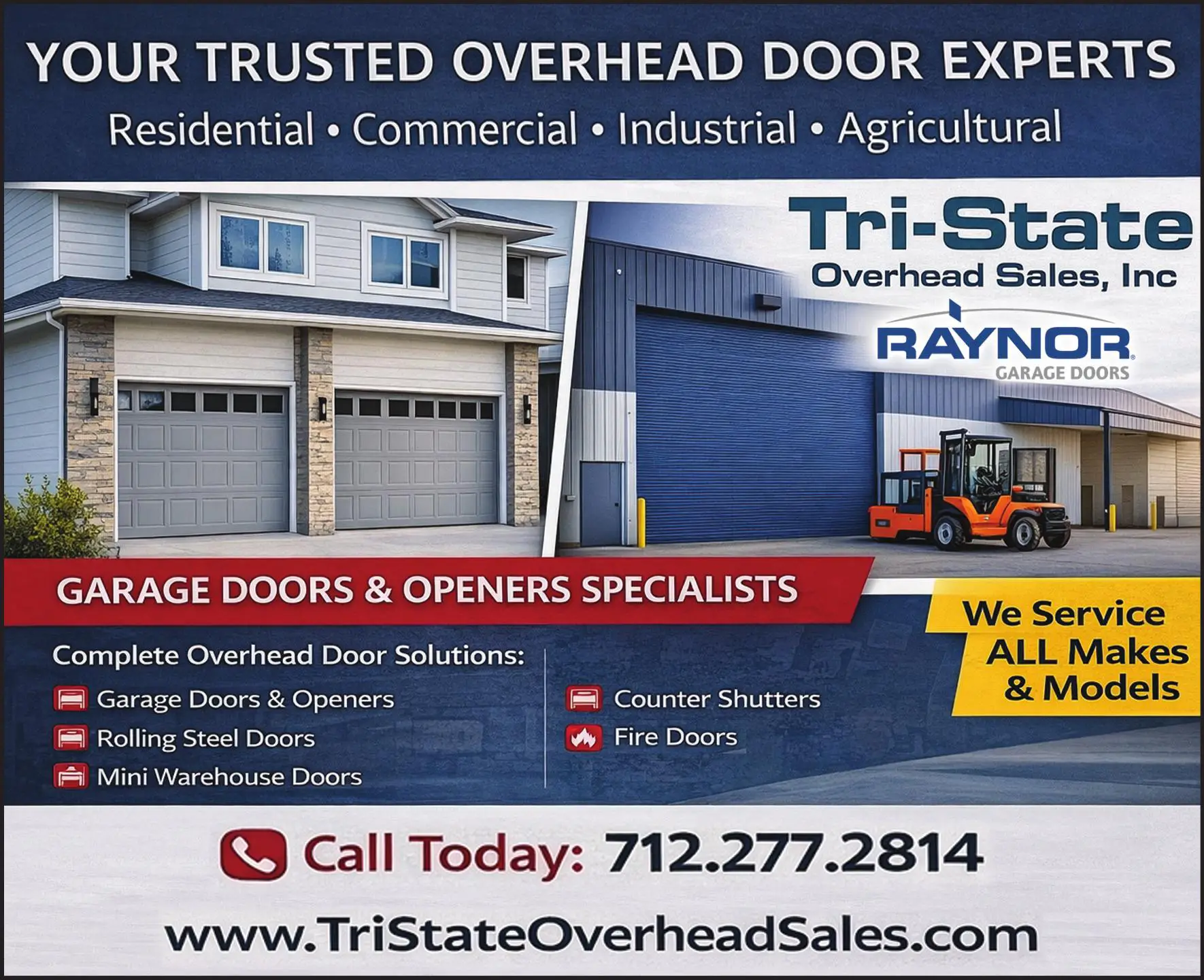 Garage Doors & Openers print ad for Tri-State Overhead Sales Inc
