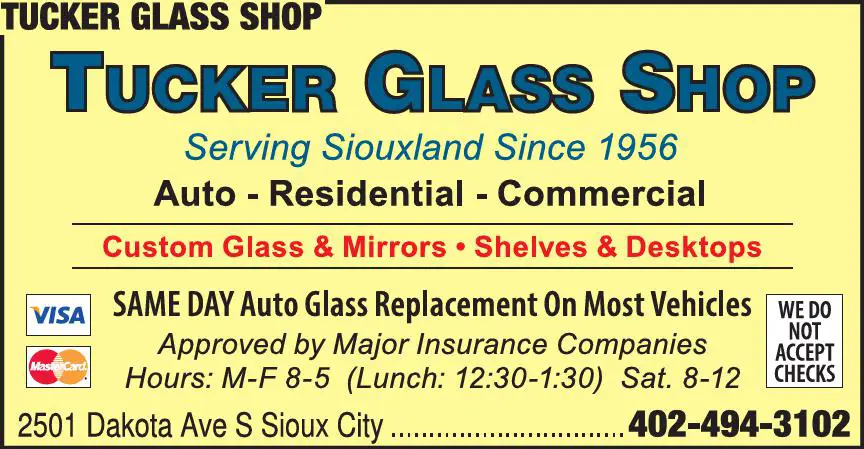 Glass - Auto, Plate, Window print ad for Tucker Glass Shop