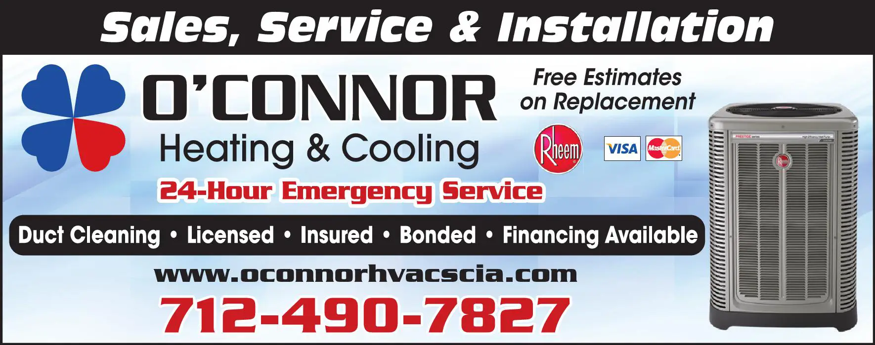 Air Conditioning - Contractors print ad for O'Connor Heating & Cooling