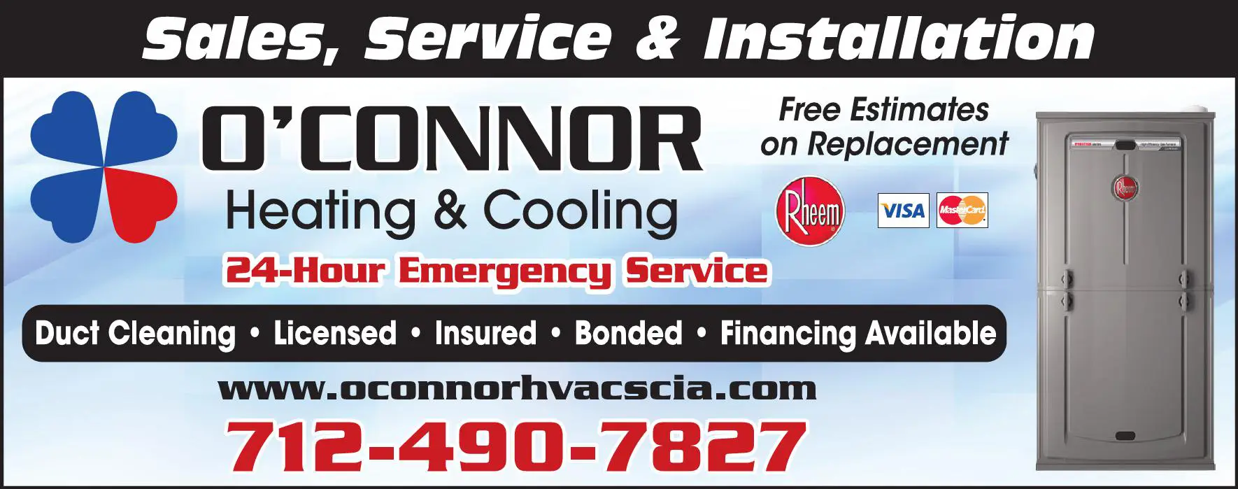 Heating Contractors print ad for O'Connor Heating & Cooling