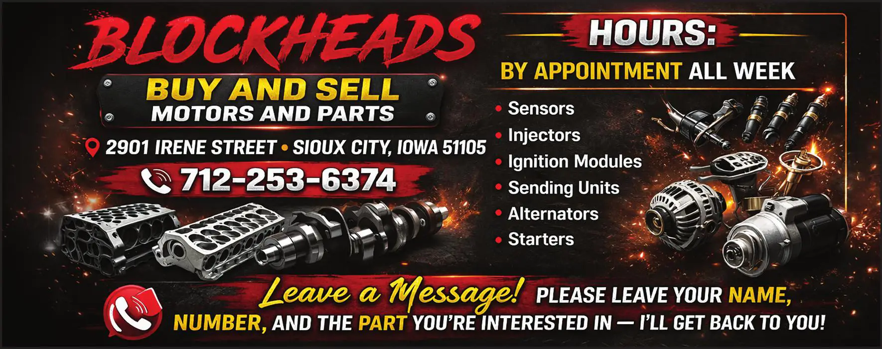 Auto Parts & Supplies - Used & Rebuilt print ad for Blockheads