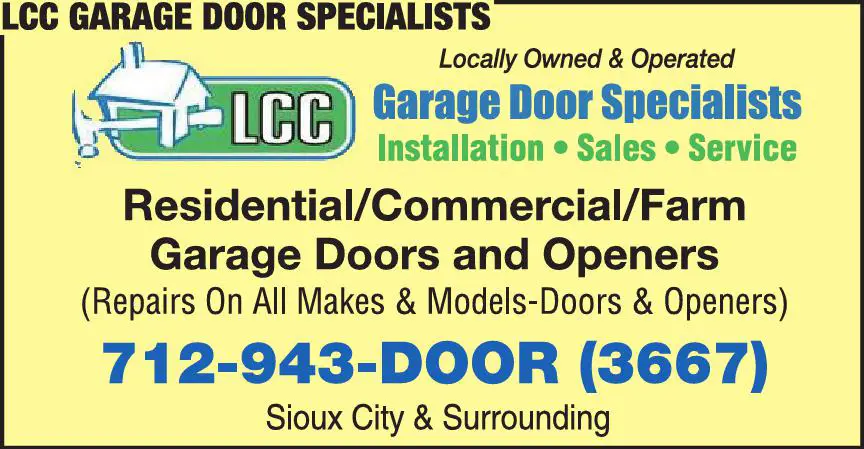 Doors & Door Operating Devices print ad for LCC Garage Door Specialists