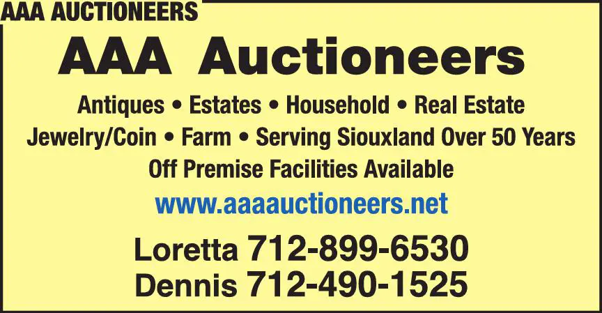 Auctioneers & Auction Houses print ad for AAA Auctioneers