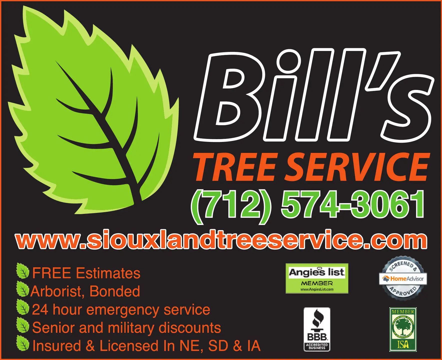 Tree Service print ad for Bill's Tree Service