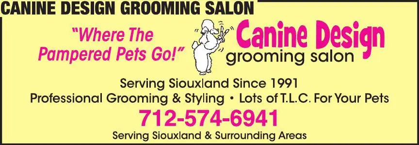 Pet Grooming print ad for Canine Design Grooming Salon