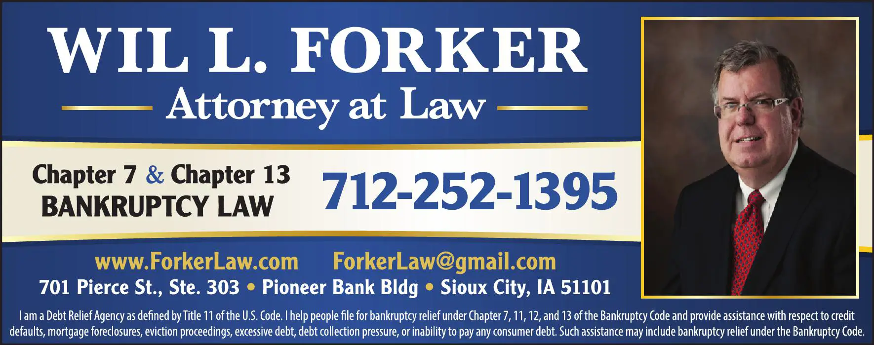 Attorneys print ad for Forker Wil L ^ Attorney At Law
