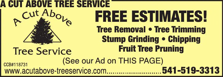 Tree Service print ad for A Cut Above Tree Service