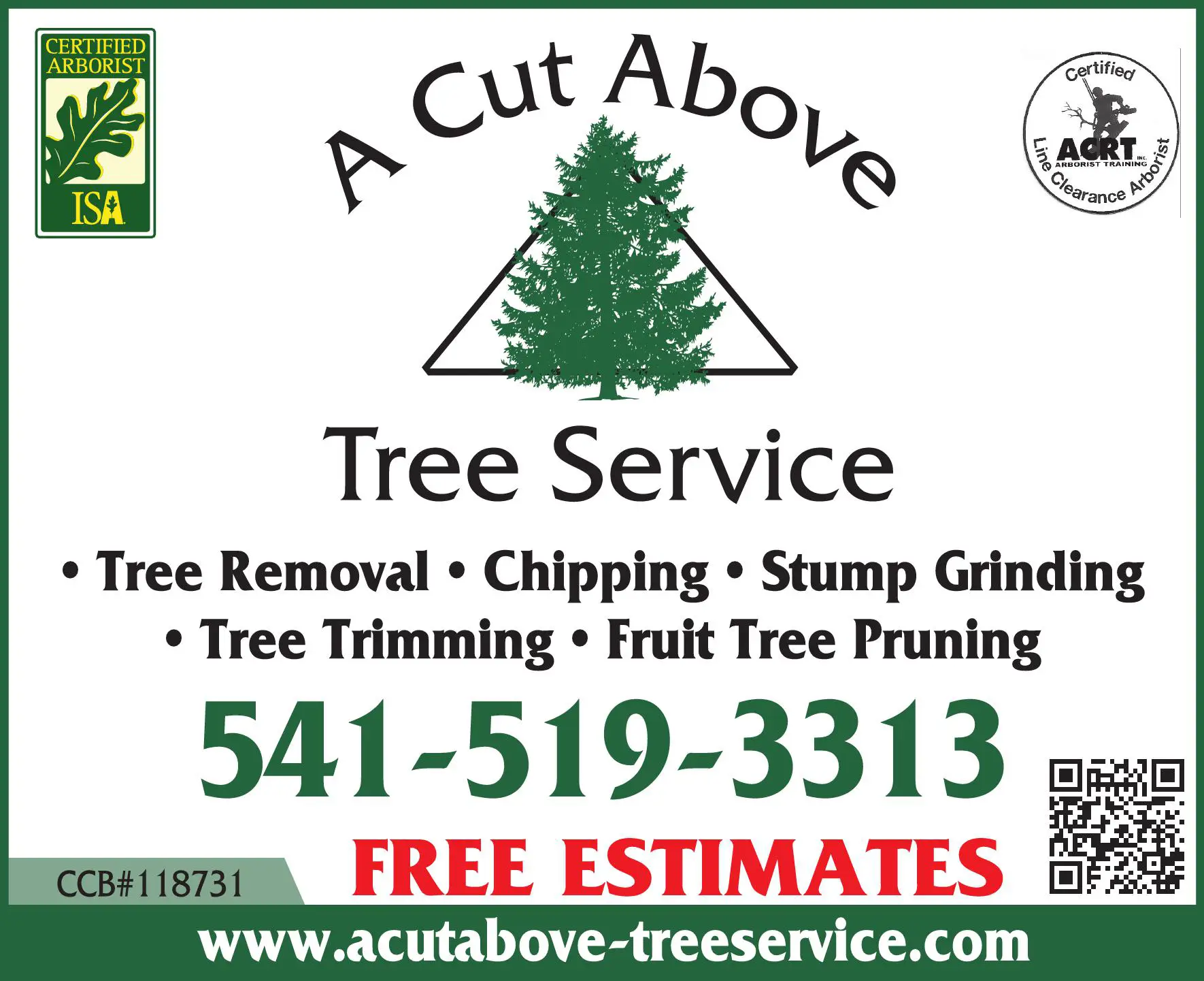 Tree Service print ad for A Cut Above Tree Service