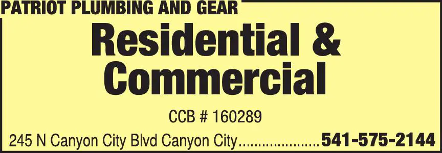 Plumbing Contractors print ad for Patriot Plumbing And Gear
