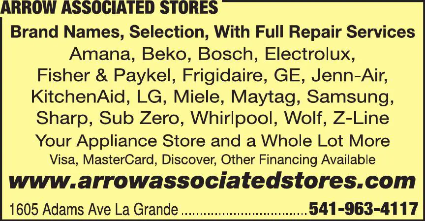 Appliances - Major - Supplies & Parts print ad for Arrow Associated Stores