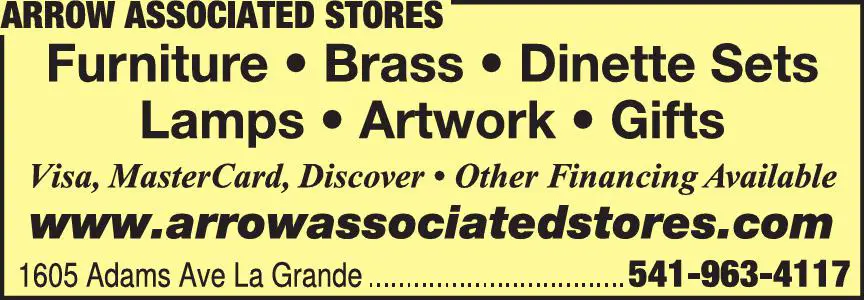 Furniture - Retail print ad for Arrow Associated Stores