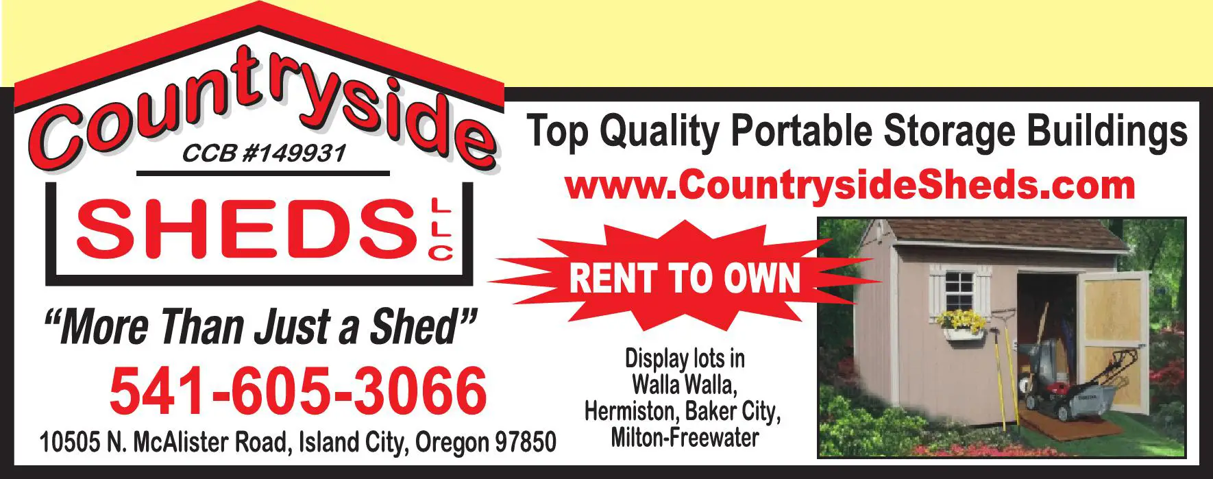 Storage Sheds print ad for Countryside Sheds