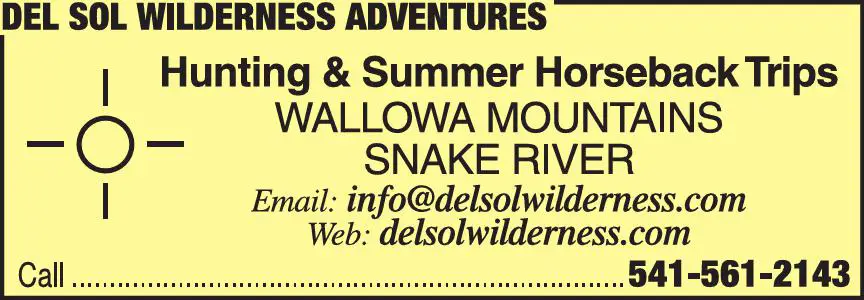 Horse Recreation & Entertainment print ad for Del Sol Wilderness Adventures
