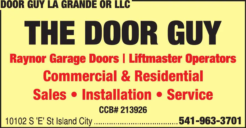 Garage Doors & Openers print ad for Door Guy La Grande OR LLC
