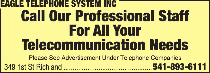 Communication Consultants print ad for Eagle Telephone System Inc