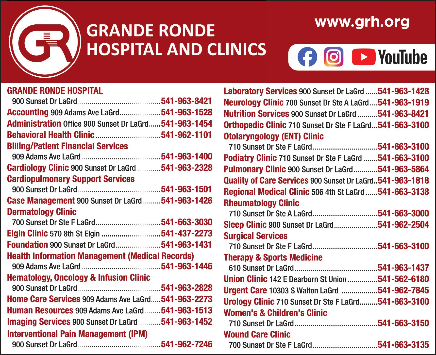 Hospitals print ad for Grande Ronde Hospital