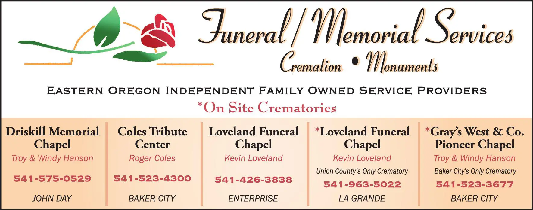 Funeral Homes & Directors print ad for Gray's West & Co Pioneer Chapel