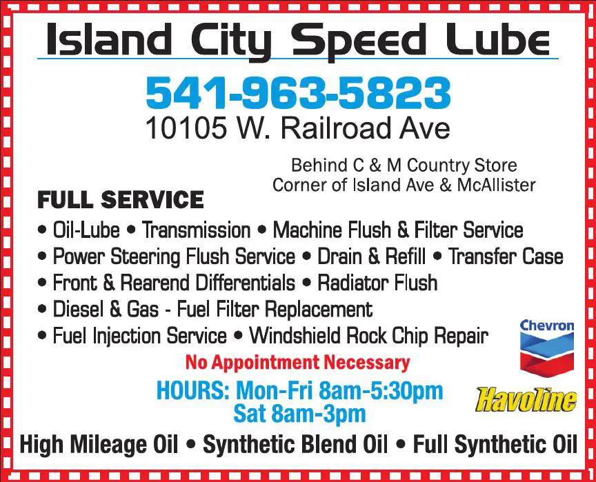 Auto Oil & Lube print ad for Island City Speed Lube