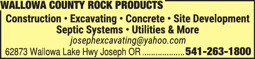 Excavating Contractors print ad for Wallowa County Rock Products
