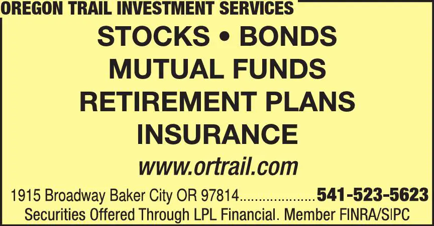 Investment Advisory Service print ad for Oregon Trail Investment Services