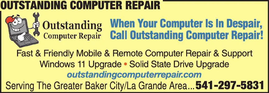 Computers - Service & Repair print ad for Outstanding Computer Repair