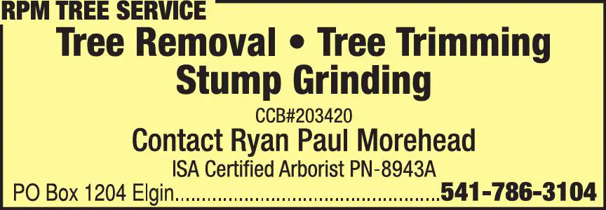 Tree Service print ad for RPM Tree Service