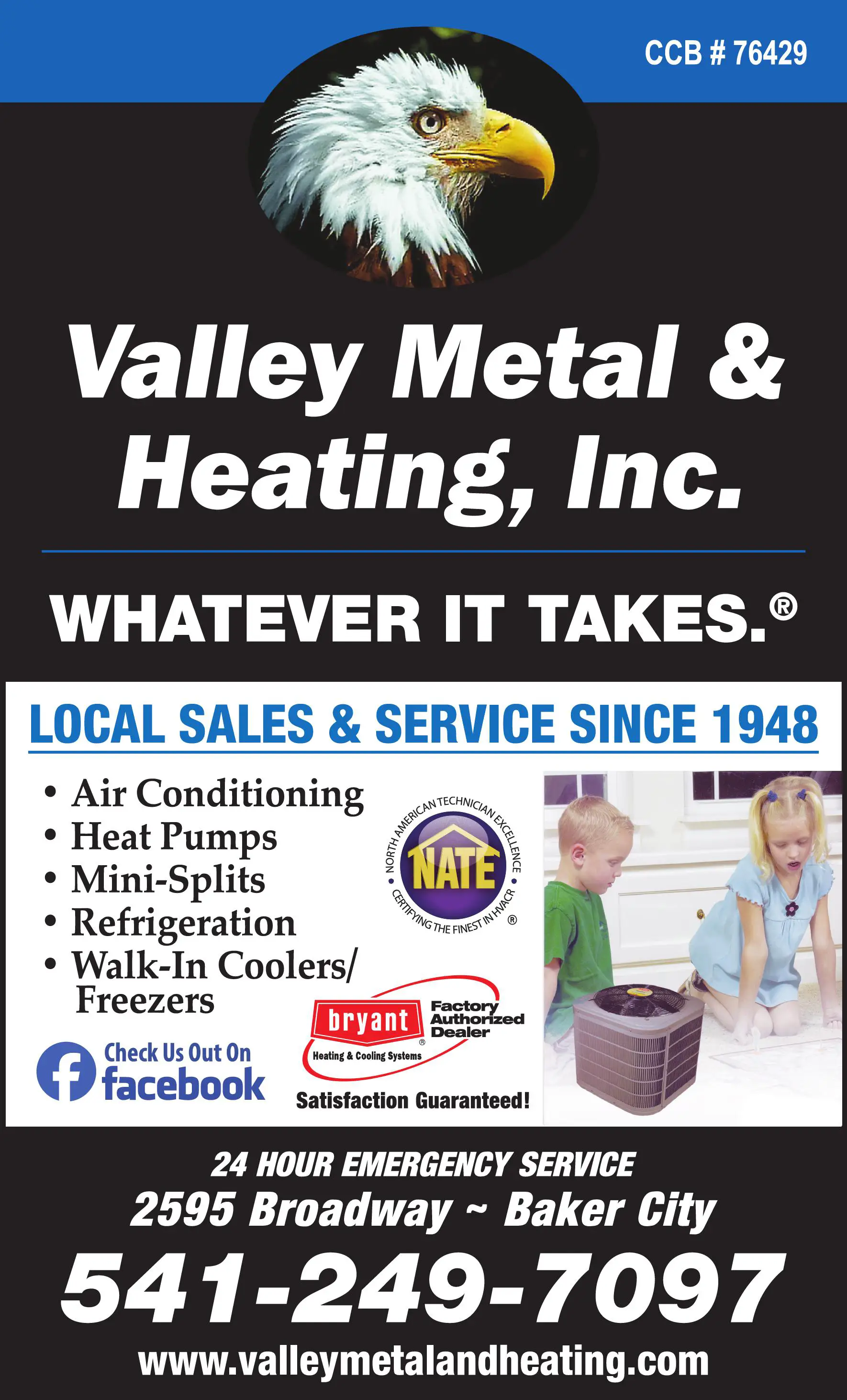 Air Conditioning - Equipment & Systems print ad for Valley Metal & Heating Inc