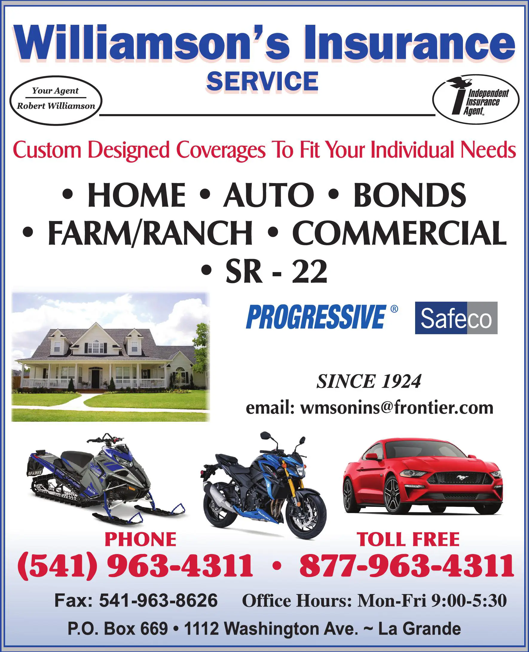 Insurance print ad for Williamson's Insurance Service