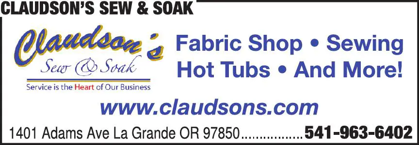 Fabric Shops print ad for Claudson's Sew & Soak