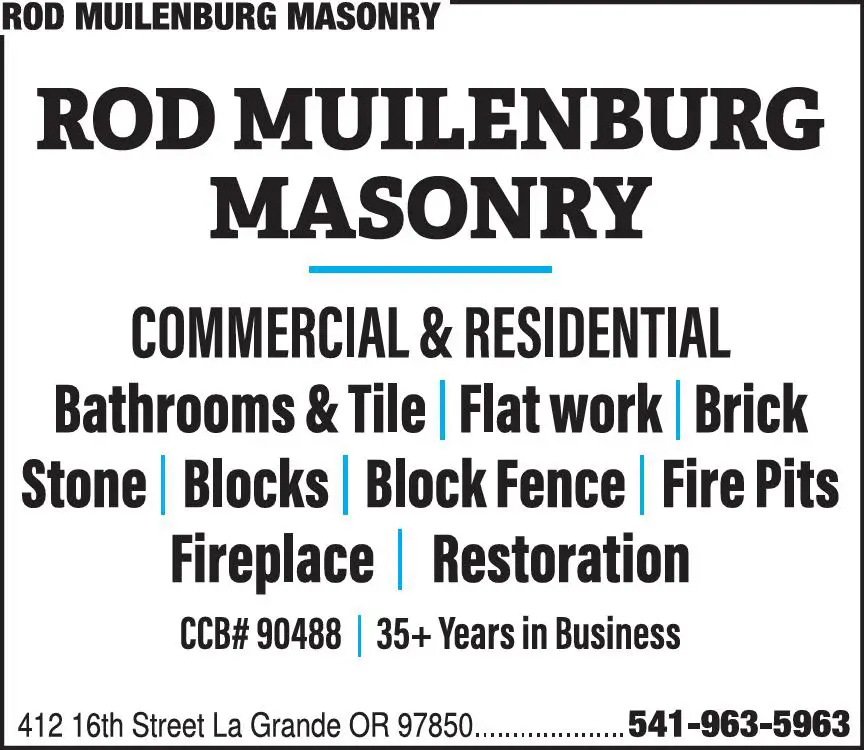 Mason Contractors print ad for Rod Muilenburg Masonry