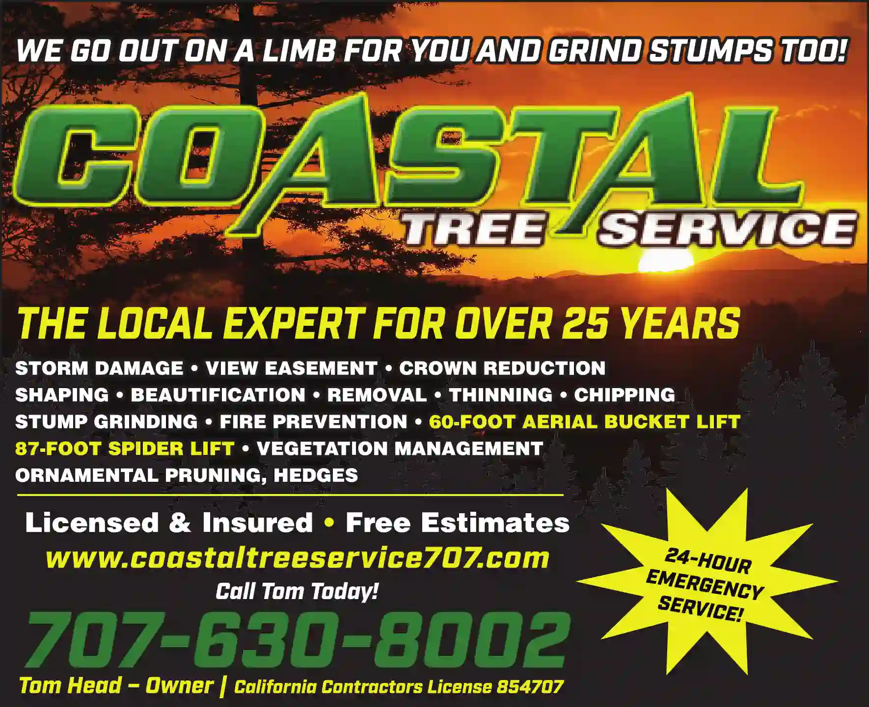 Tree Service print ad for Coastal Tree Service