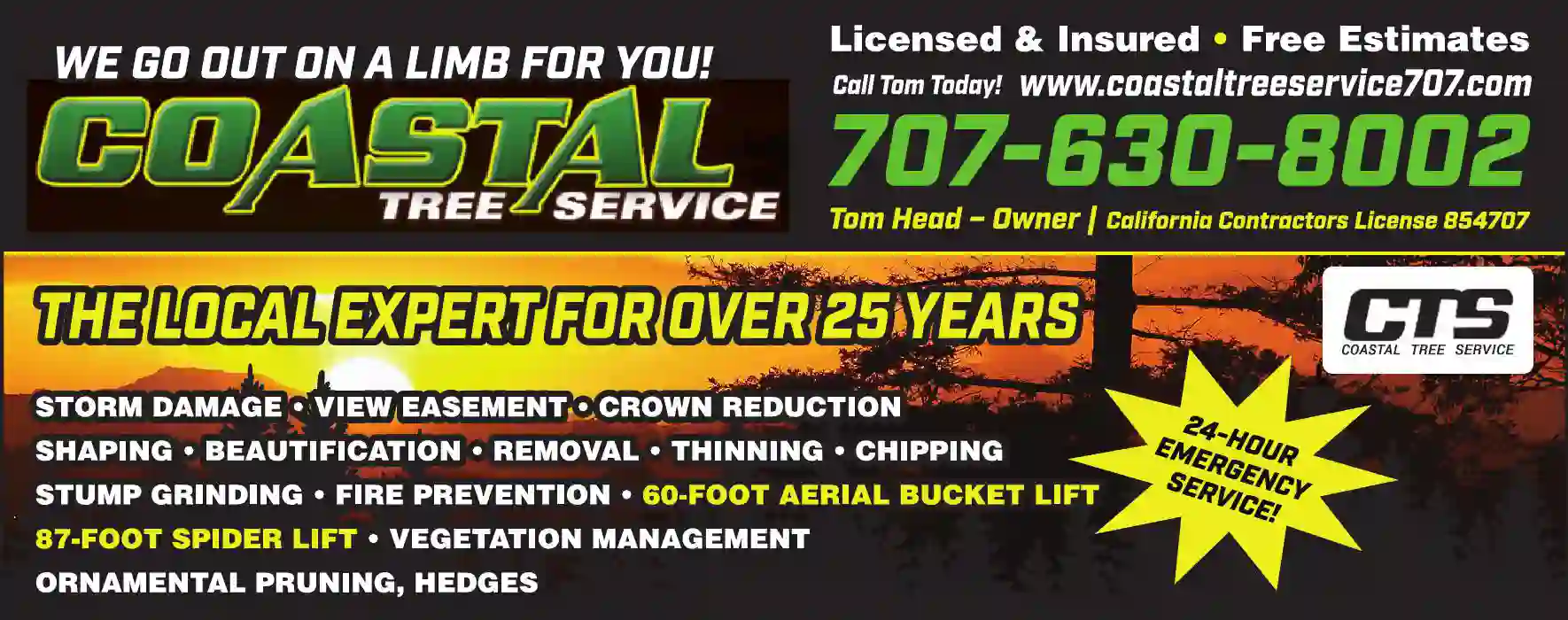 Arborists print ad for Coastal Tree Service