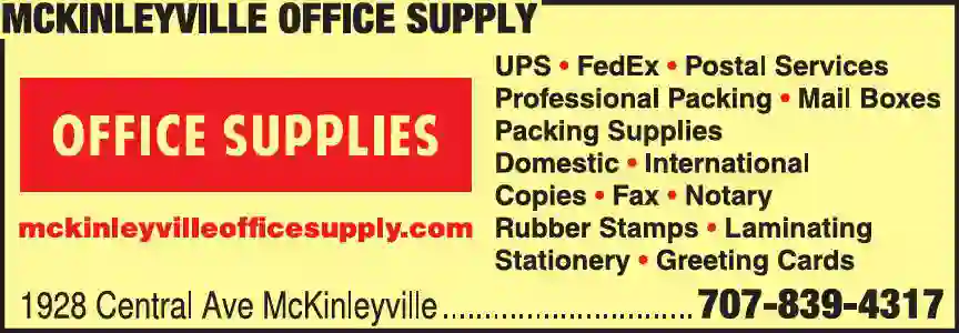 Packaging Service print ad for McKinleyville Office Supply