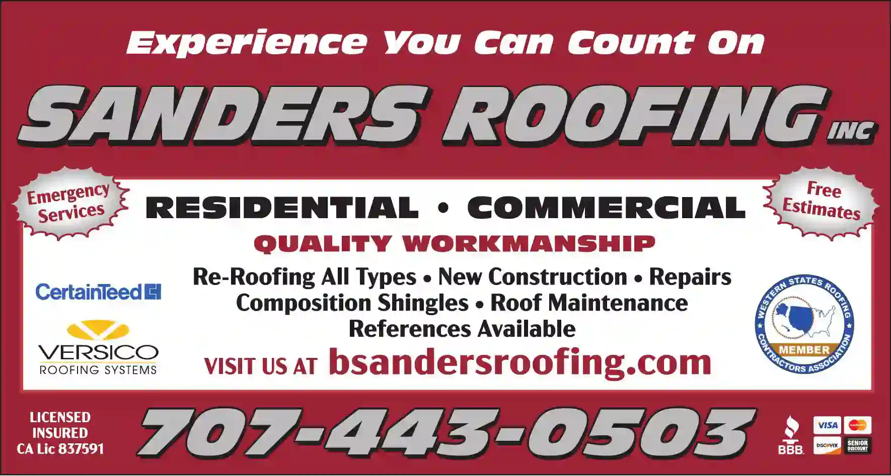 Roofing Contractors print ad for Sanders Roofing
