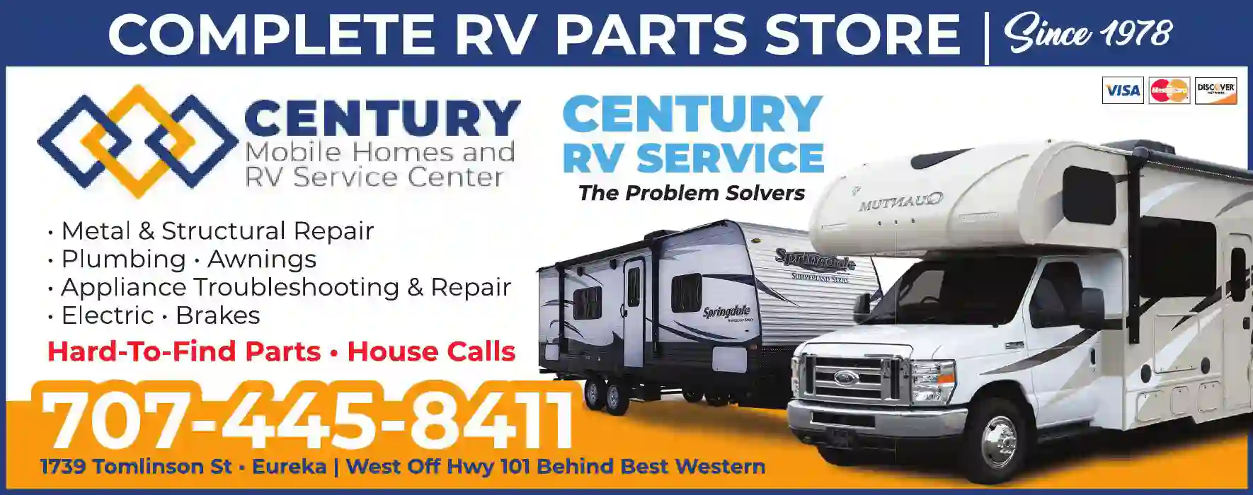 Recreational Vehicles - Equipment, Parts & Supplies print ad for Century RV Service