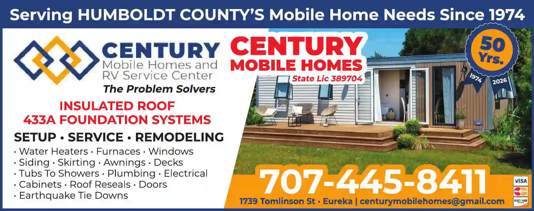 Manufactured - Mobile Homes - Repair & Service print ad for Century Mobile Home Service