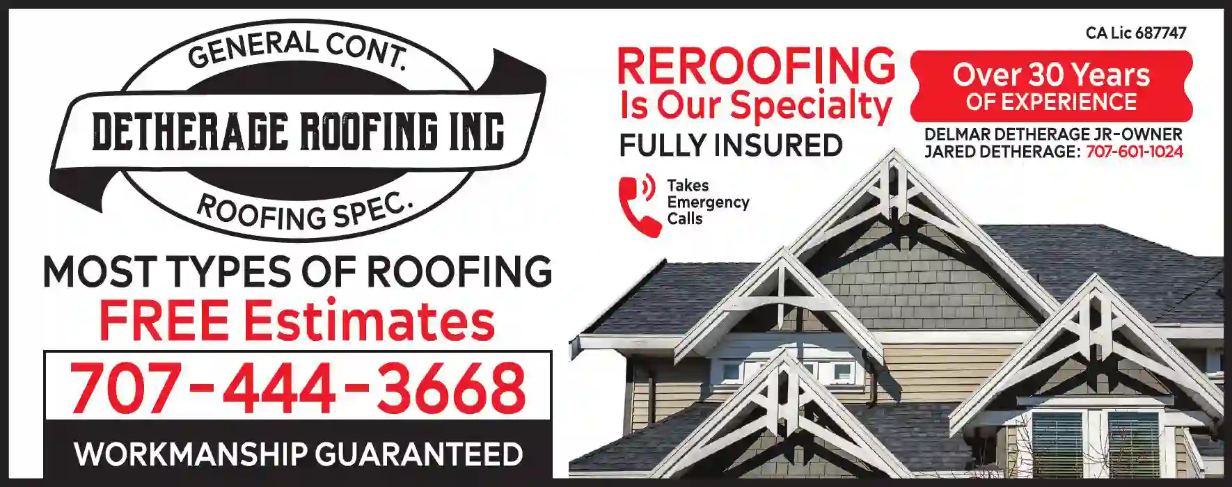 Roof Cleaning Maintenance & Preservation print ad for Detherage Roofing Inc