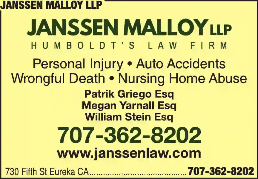 Attorneys - Personal Injury & Property Damage print ad for Janssen Malloy LLP