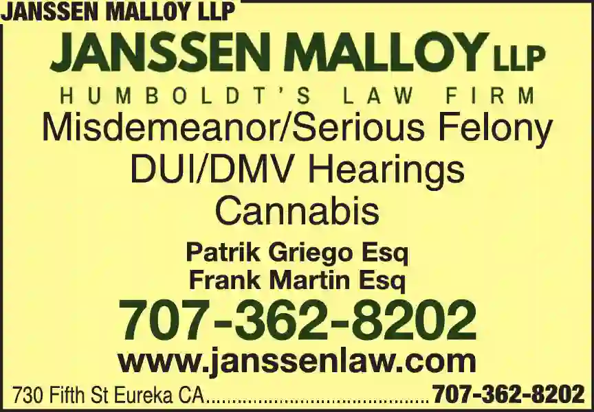 Attorneys - Criminal Law print ad for Janssen Malloy LLP
