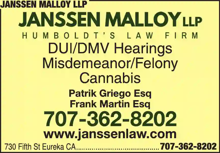 Attorneys - Driving (DUI-DWI) print ad for Janssen Malloy LLP