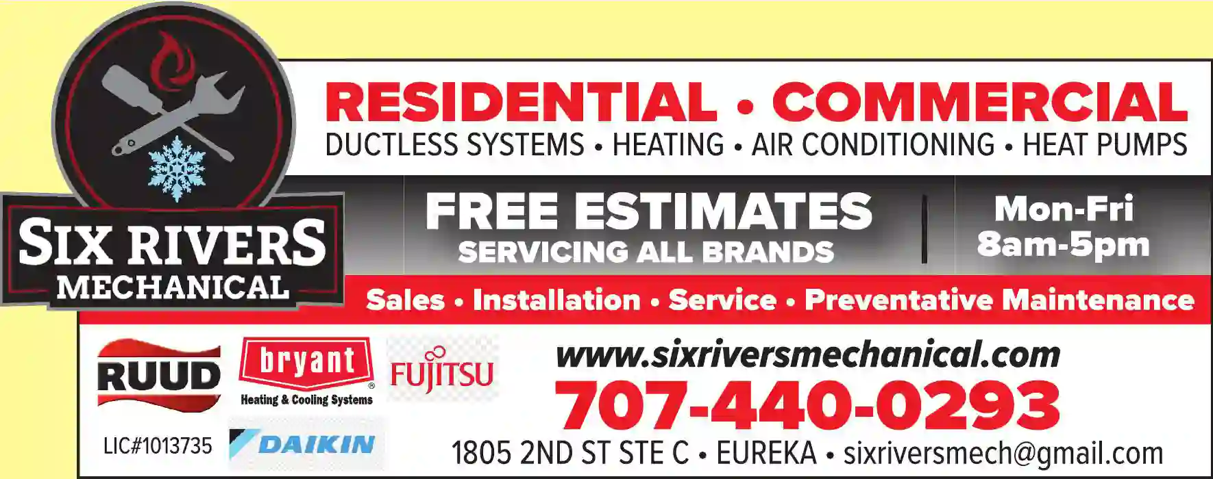 Air Conditioning - Contractors print ad for Six Rivers Mechanical