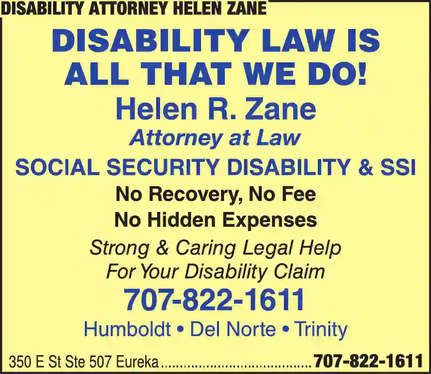 Attorneys - Social Security print ad for Disability Attorney Helen Zane