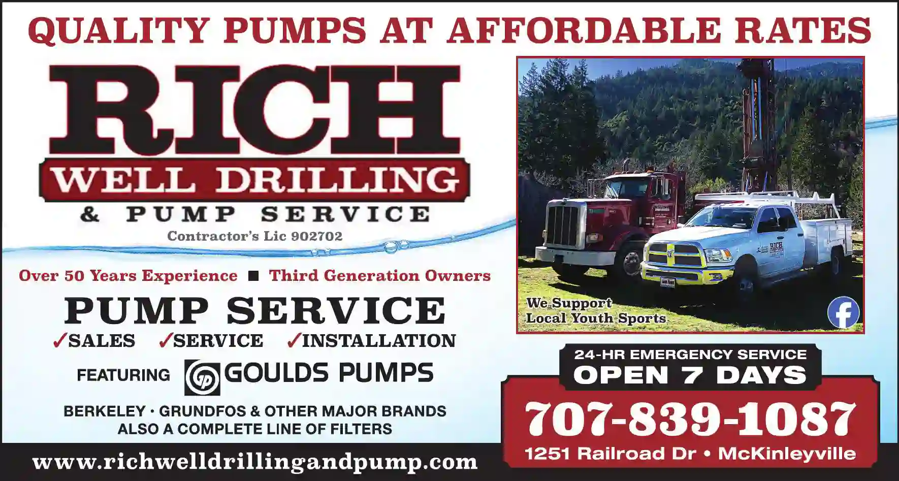 Pumps - Dealers print ad for Rich Well Drilling & Pump