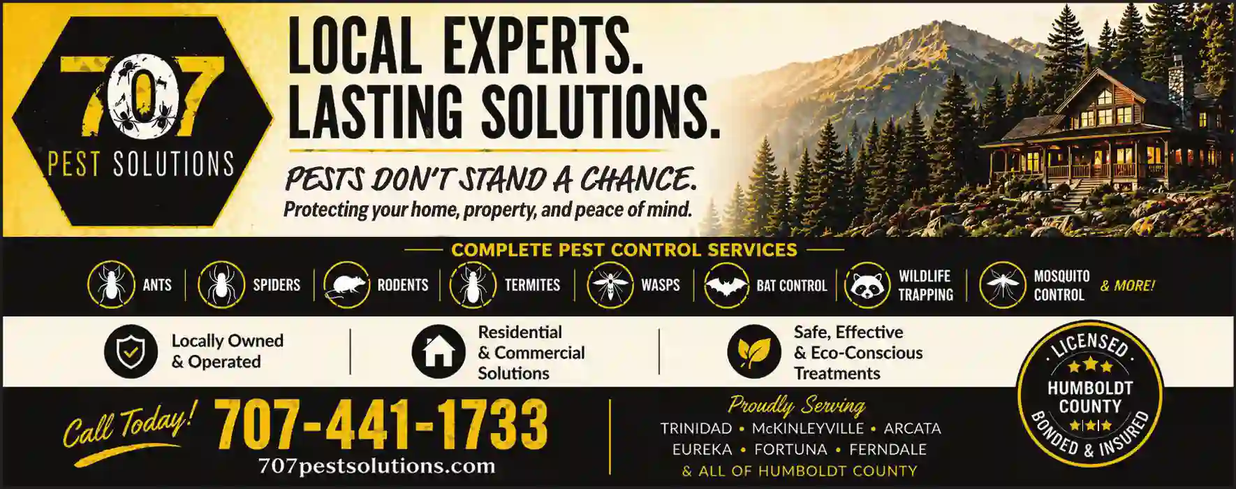 Pest Control Services print ad for 707 Pest Solutions