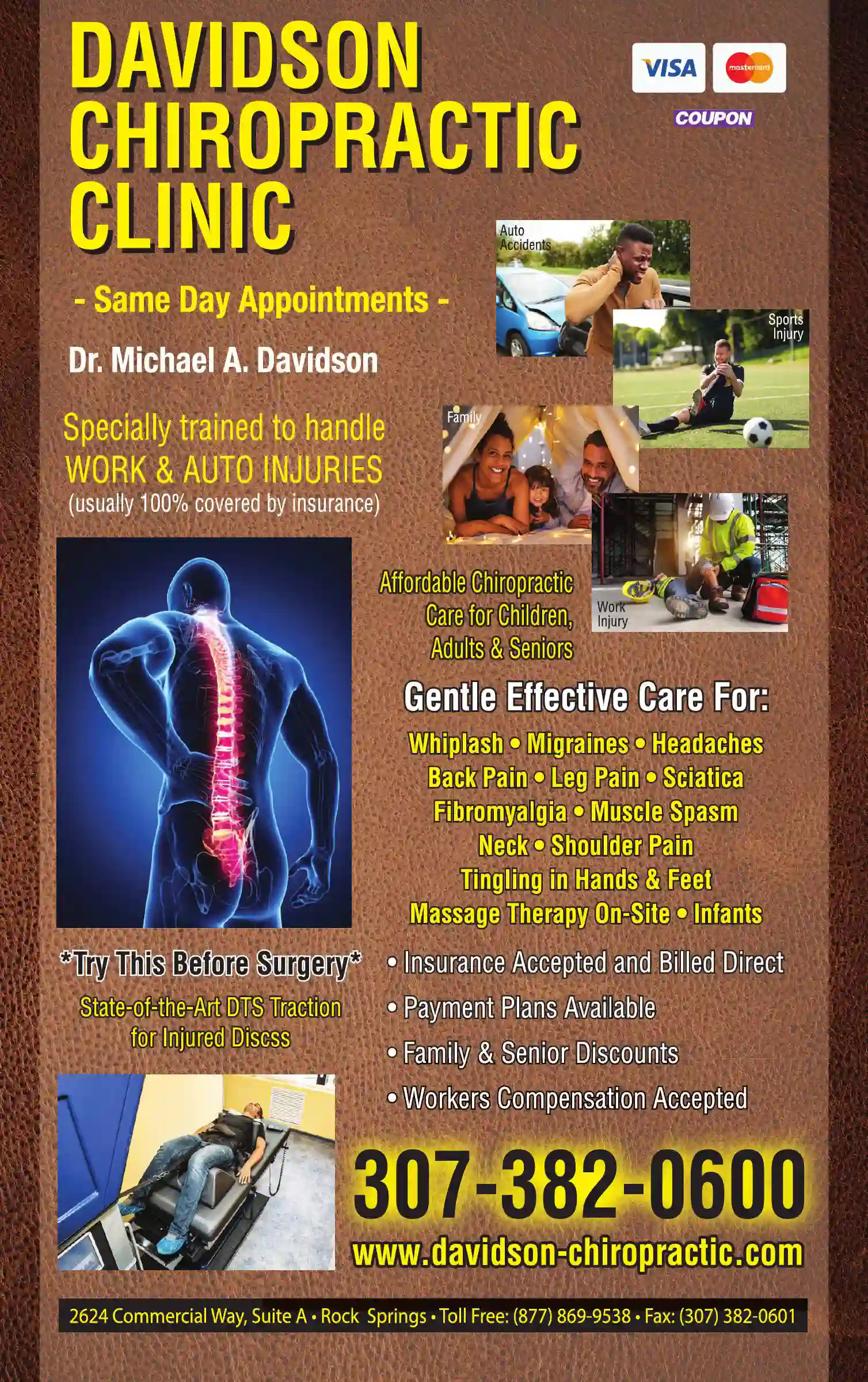 Chiropractors, D.C. print ad for Davidson Chiropractic Clinic